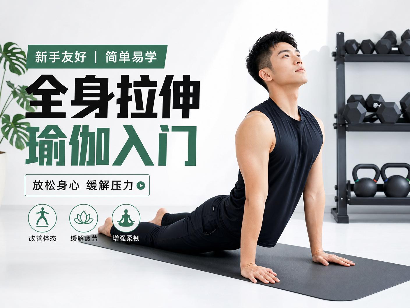 51短视频-【51短视频】全身拉伸瑜伽入门传媒教程，放松身心缓解压力